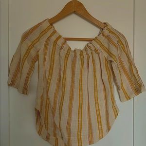 DEREK HEART YELLOW OFF SHOULDER TEE